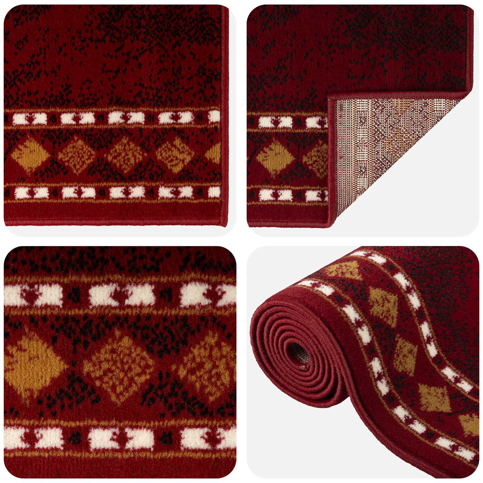 vidaXL - Lopers - Tapijt - FLORNES - Geweven - Rood - 100 - x - 150 - cm - PP - 7 - mm