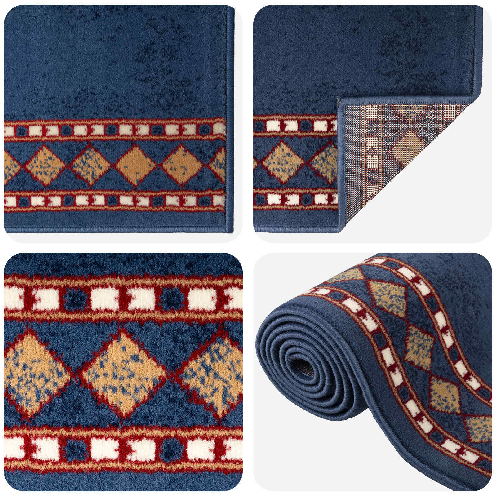 vidaXL - Lopers - Tapijt - FLORNES - Geweven - Blauw - 67 - x - 150 - cm - PP - 7 - mm