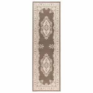 vidaXL Jooksurug FLORNES Kootud Taupe muster 67 x 200 cm PP 7 mm