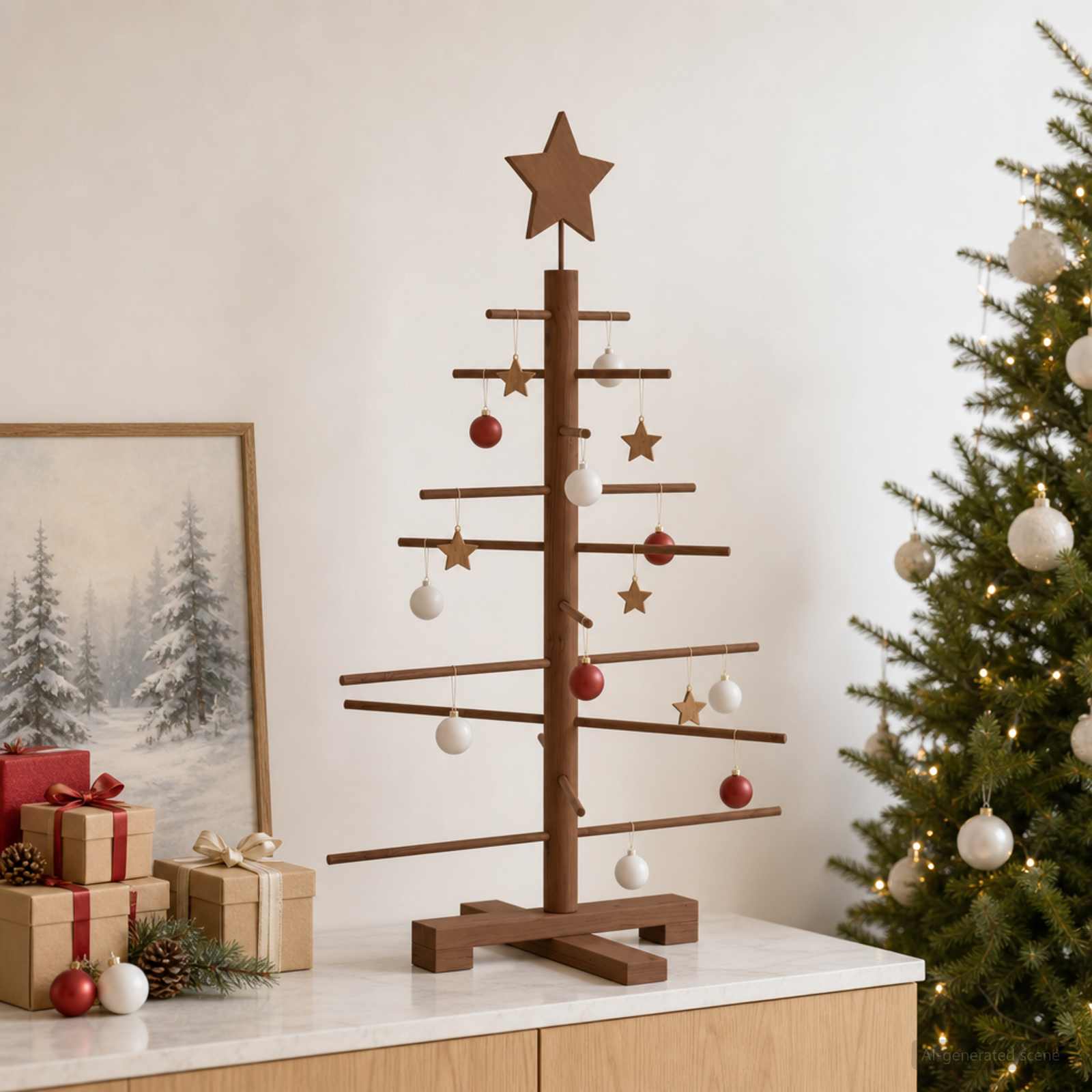 vidaXL Holz Weihnachtsbaum KOTKA 75 cm Bambus und massives Kiefernholz