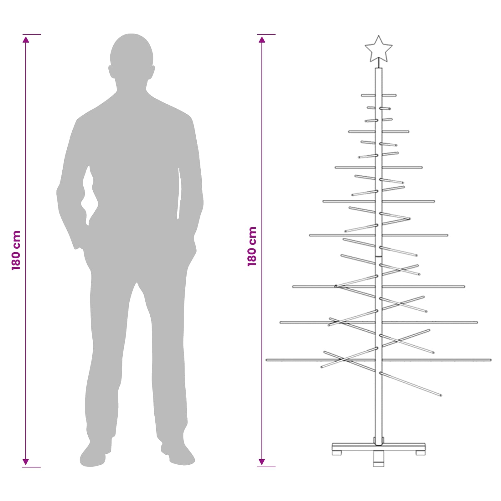 Leseno božično drevo 180 cm Bambus in trden borov les
