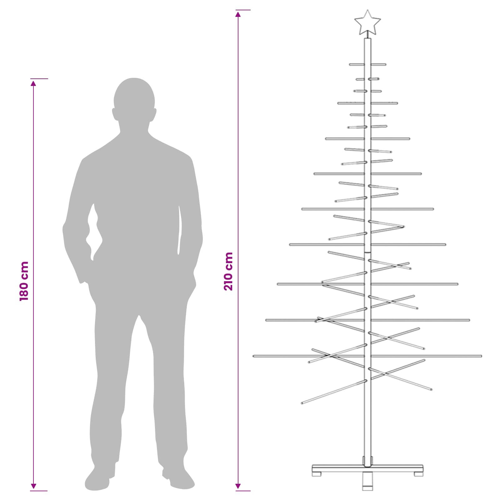 Leseno božično drevo 210 cm Bambus in trden borov les