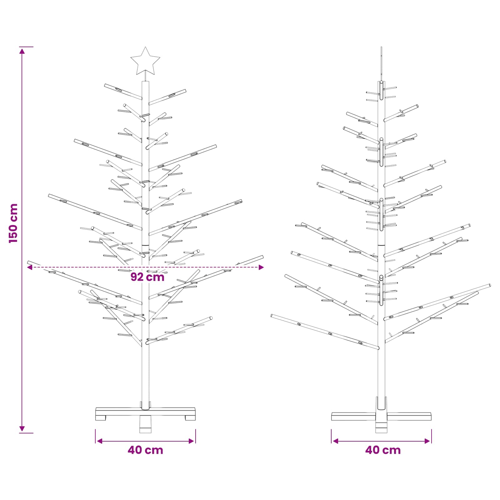 Wooden Christmas Tree size guide