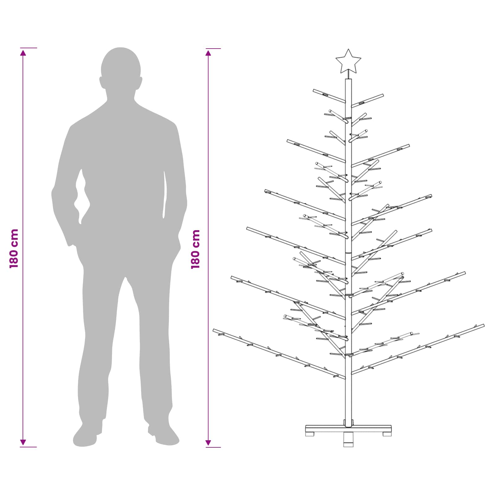 Leseno božično drevo 180 cm Bambus in masiven borov les