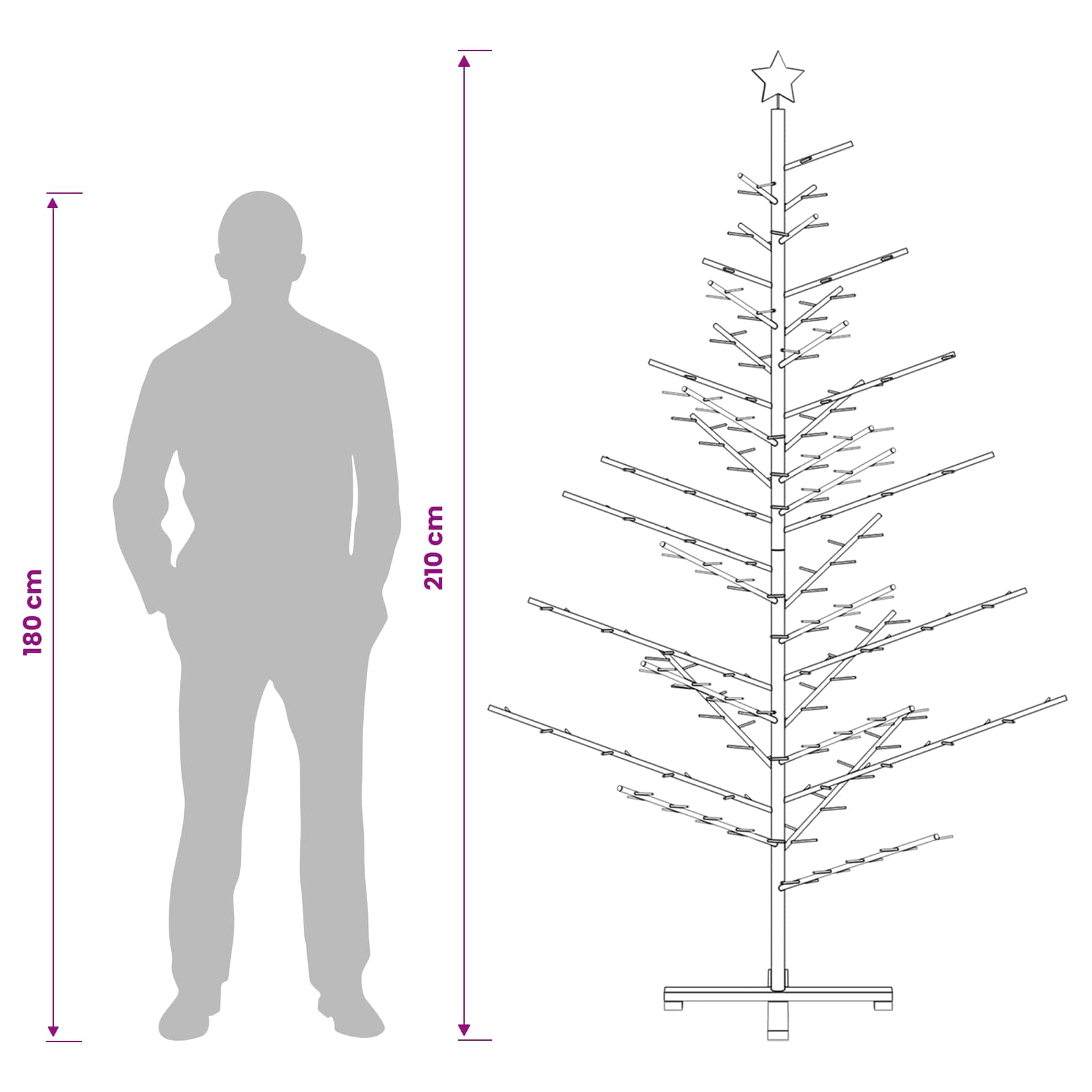 Leseno božično drevo 210 cm Bambus in masiven borov les