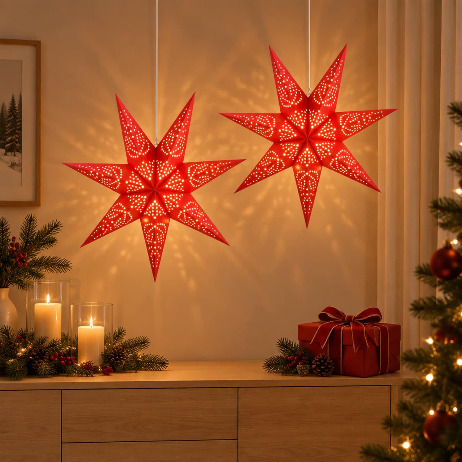 Božična Osvetljava RAAHE 2 kos 10 LED Toplo bela 45 x 6 x 45 cm