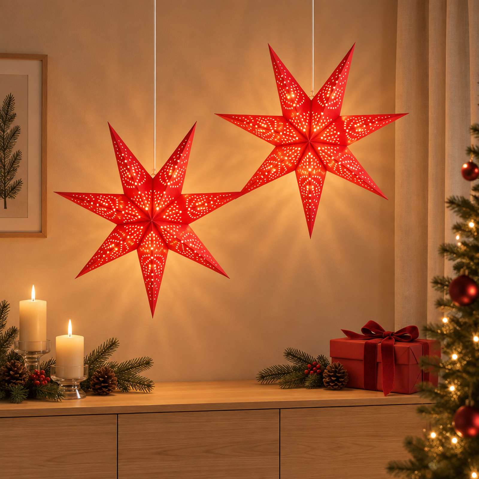 Božična Osvetljava RAAHE 2 kos 10 LED Toplo bela 60 x 6 x 60 cm