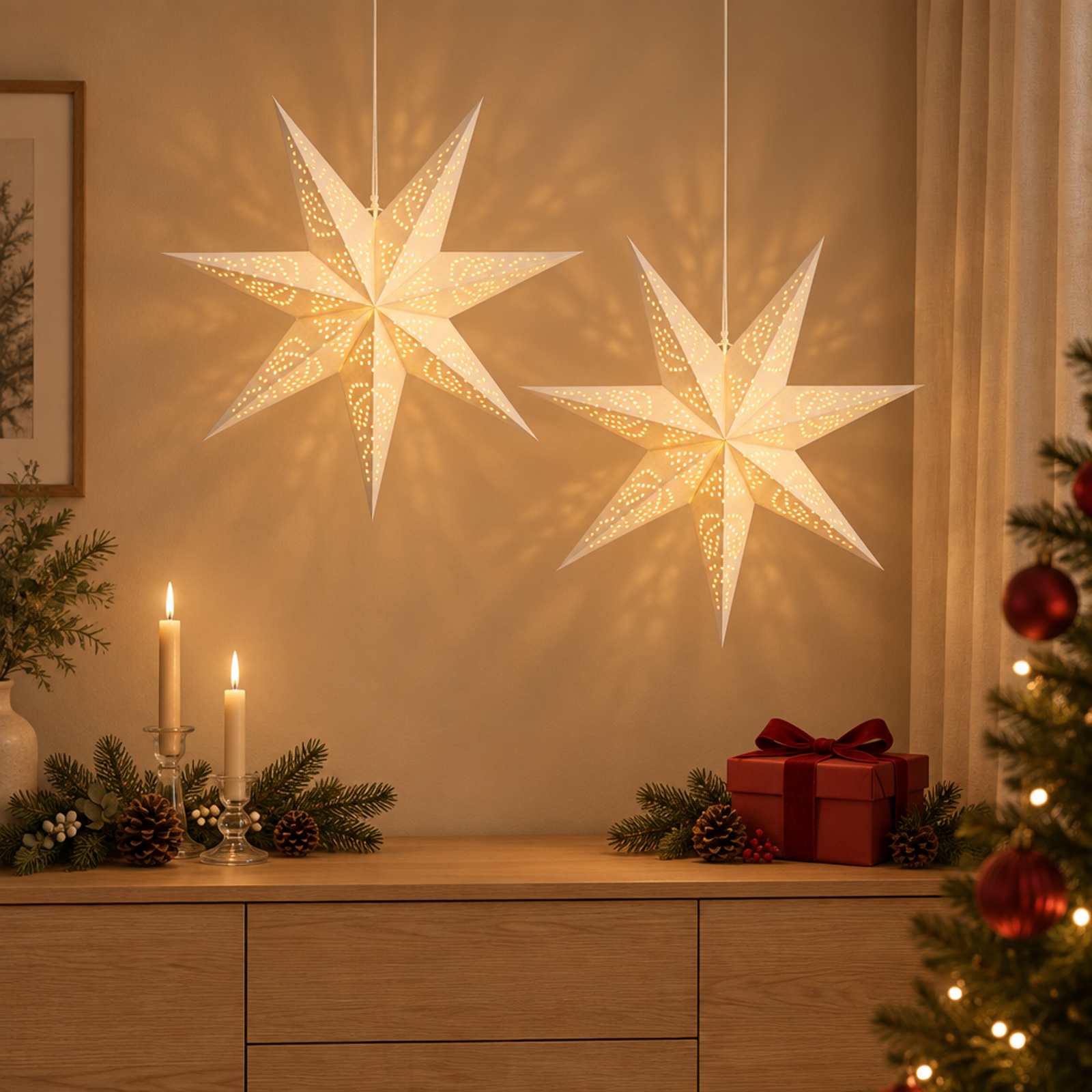 vidaXL Kerstverlichting RAAHE 2 st 10 LED's Warmwit 60 x 6 x 60 cm wit, foto 2