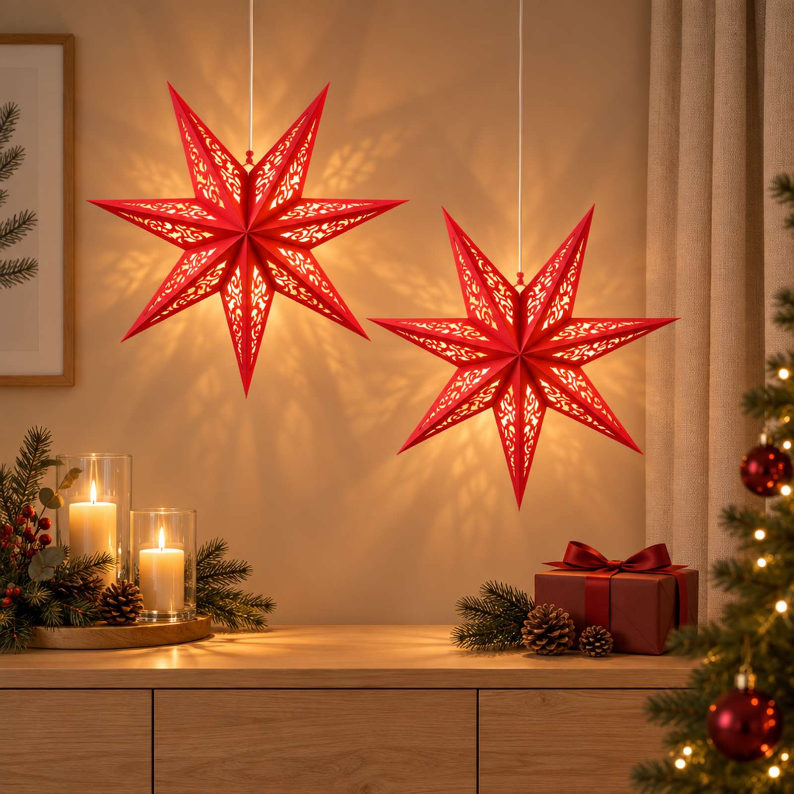 Božična Osvetljava RAAHE 2 kos 10 LED Toplo bela 45 x 6 x 45 cm