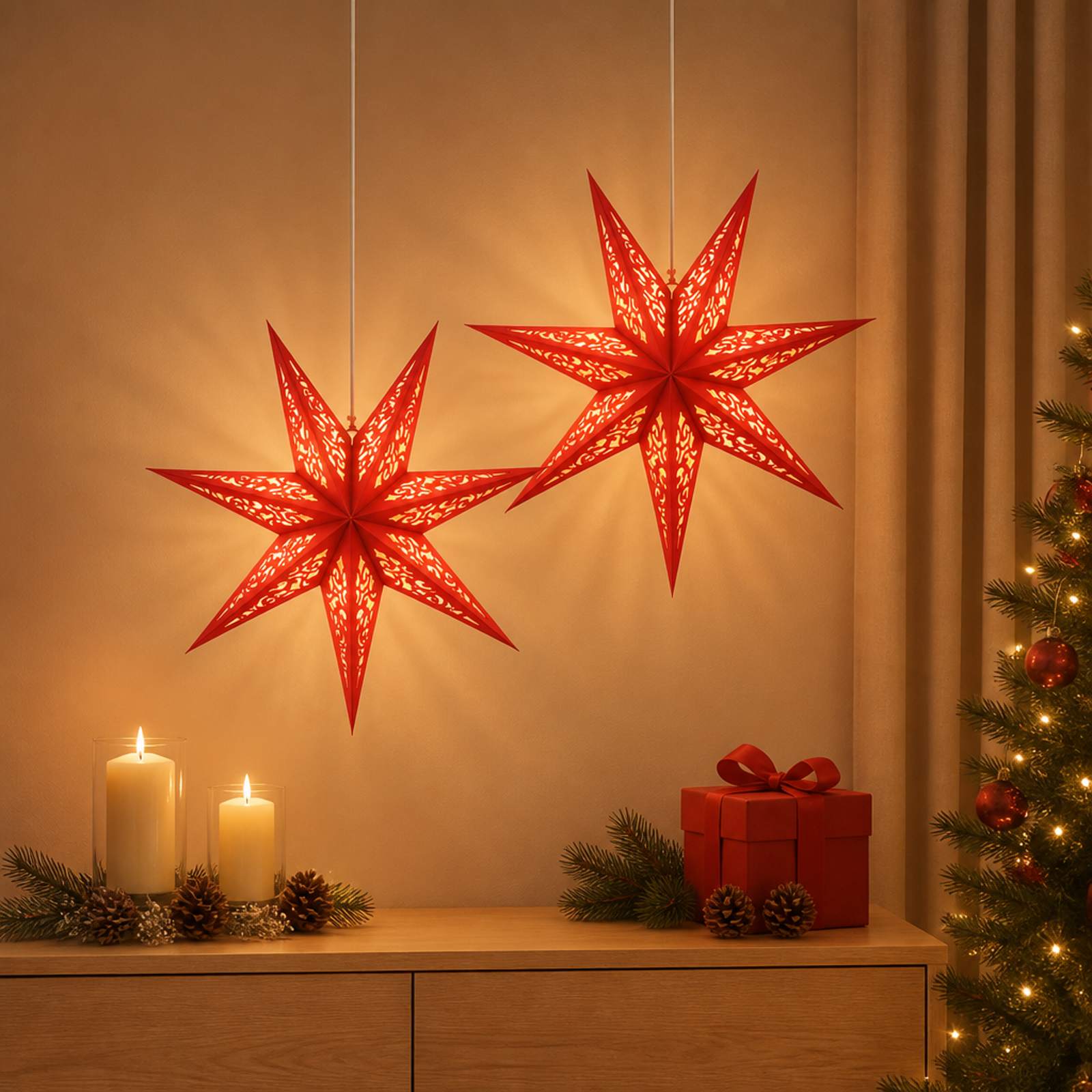 Božična Osvetljava RAAHE 2 kos 10 LED Toplo bela 60 x 6 x 60 cm
