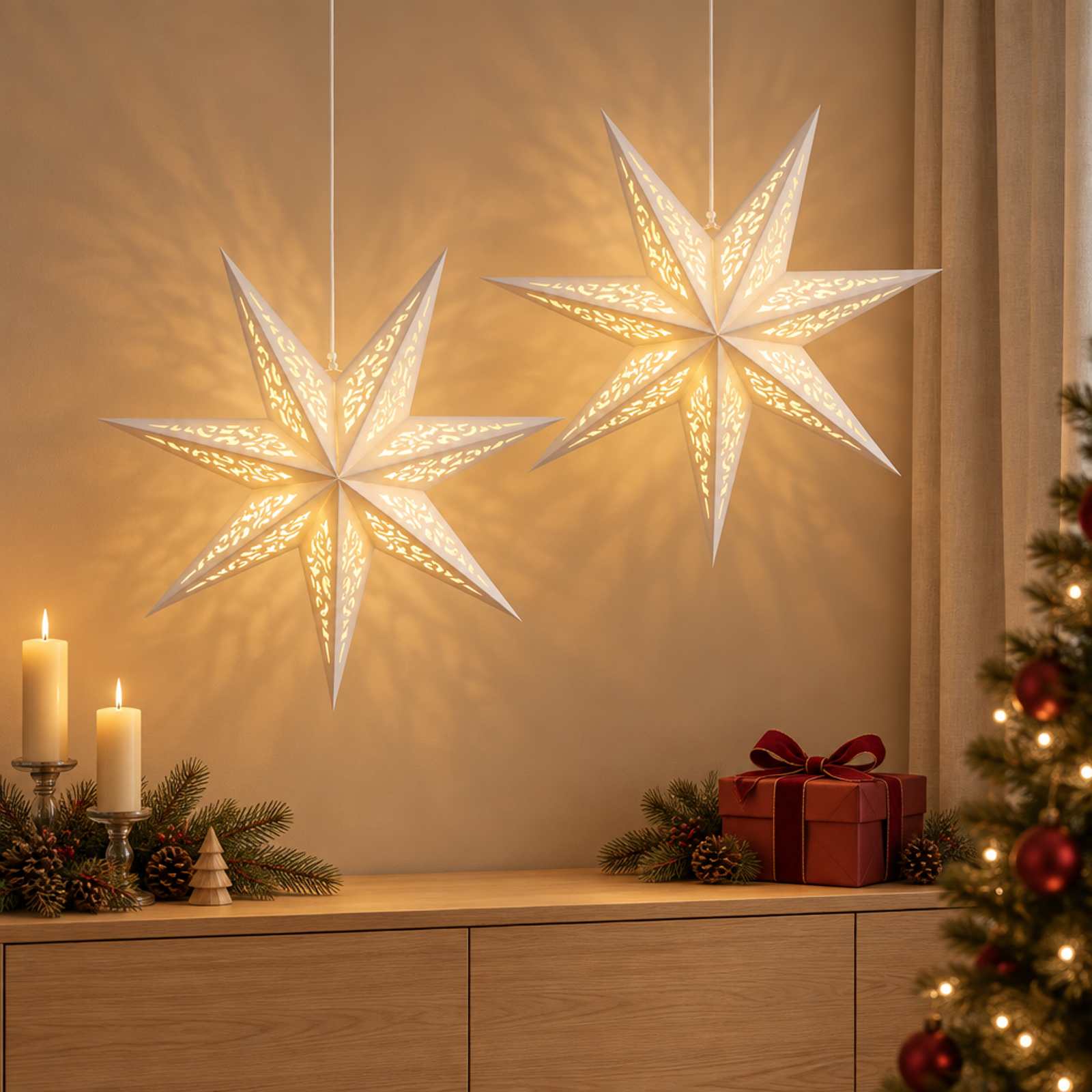 Božična Osvetljava RAAHE 2 kos 10 LED Toplo bela 60 x 6 x 60 cm