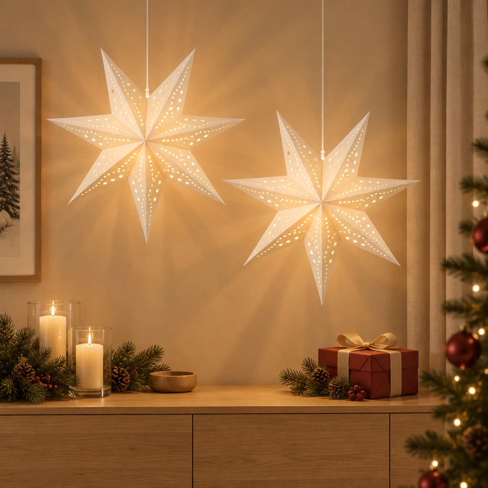 Božična Osvetljava RAAHE 2 kos 10 LED Toplo bela 45 x 6 x 45 cm