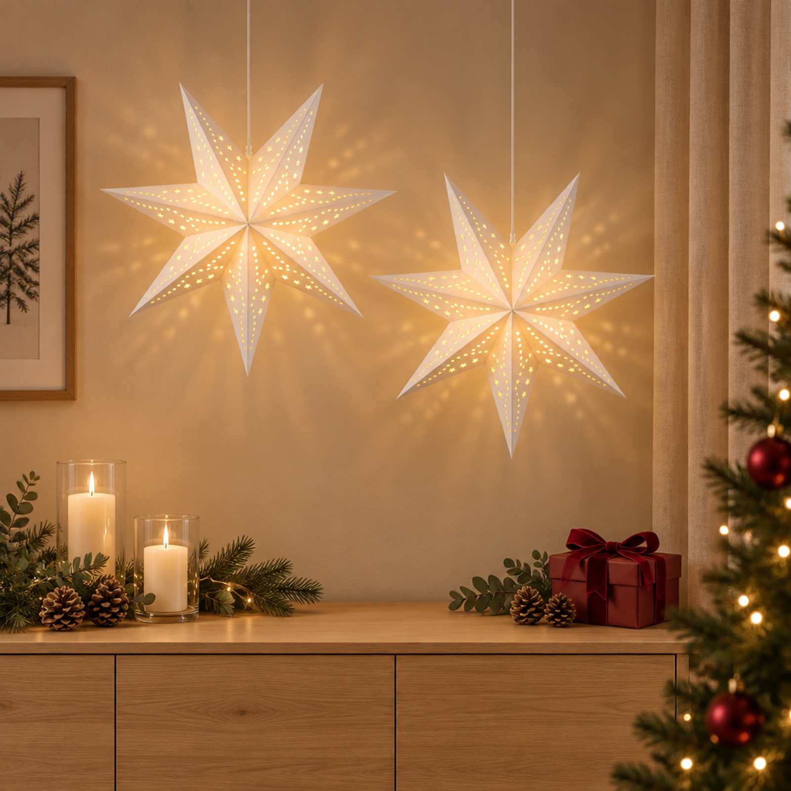 vidaXL Kerstverlichting RAAHE 2 st 10 LED's Warmwit 60 x 6 x 60 cm wit, foto 2