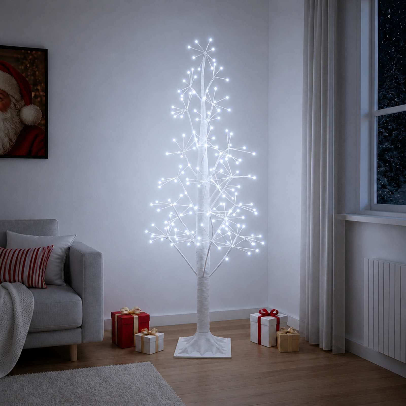 Božično drevo starburst Bela 17 x 17 x 150 cm Plastika 304 LED