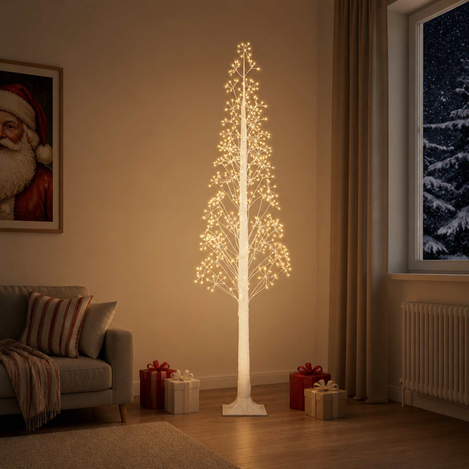Božično drevo starburst Bela 25 x 25 x 240 cm Plastika 688 LED