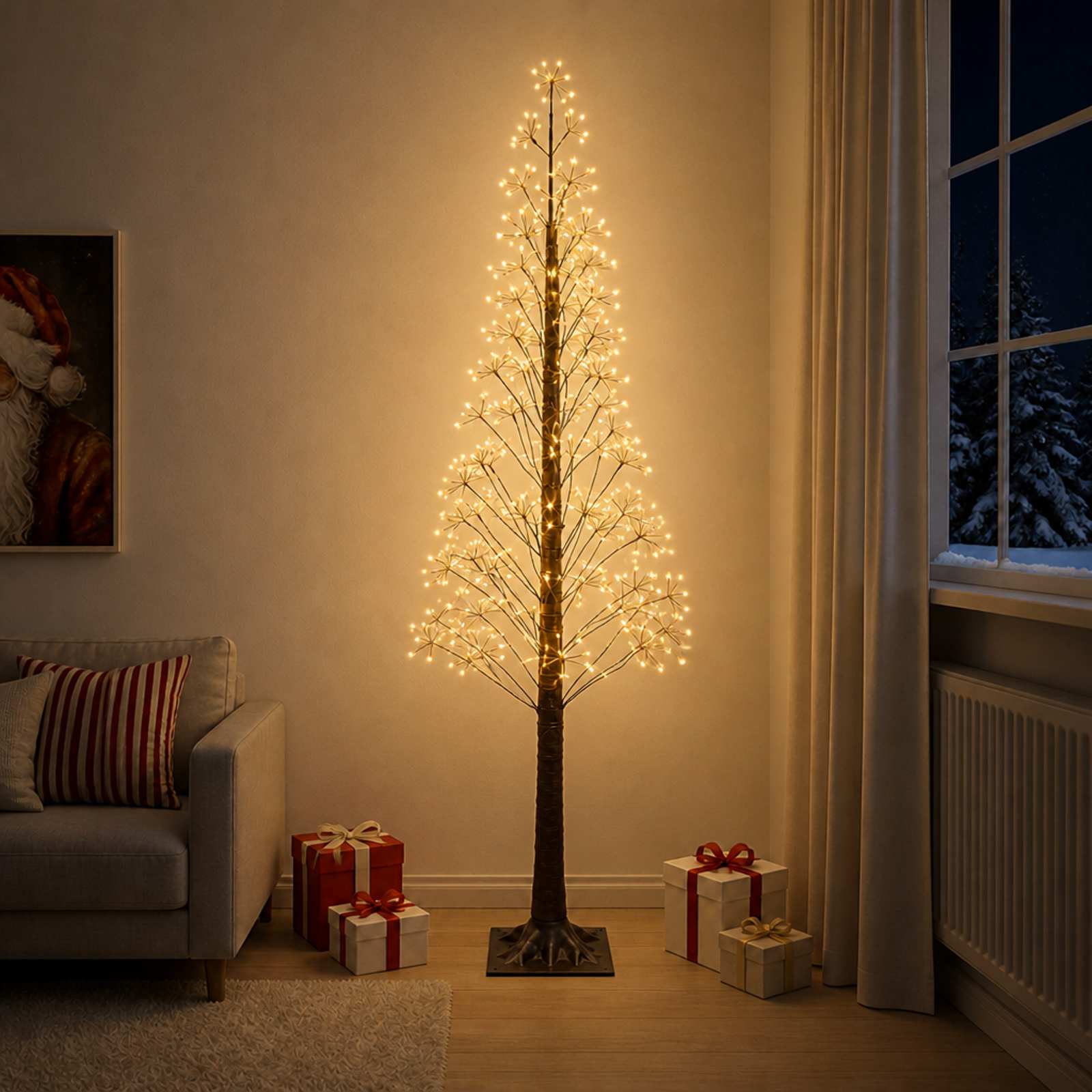 vidaXL Starburst-juletræ Brun 240 cm Plastik 688 LED'er