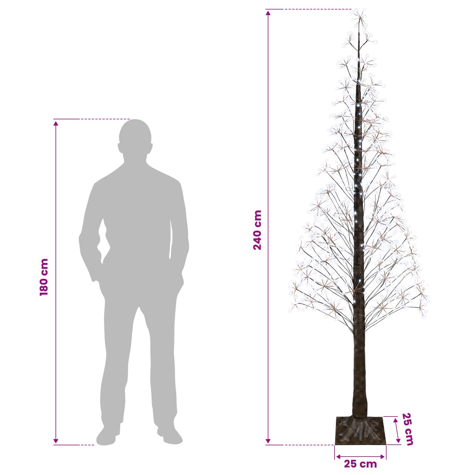 Starburst Christmas Tree 688 LEDs size guide