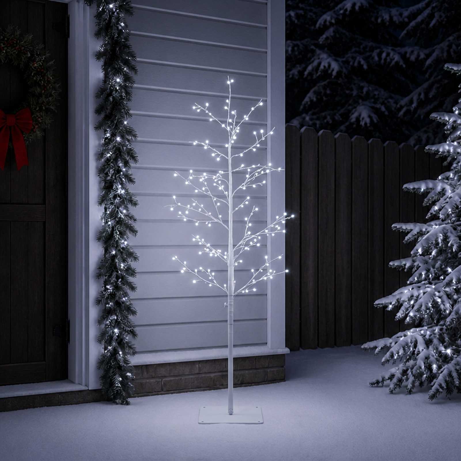 Micro berken kerstboom Wit 150 cm Staal 360 LED's