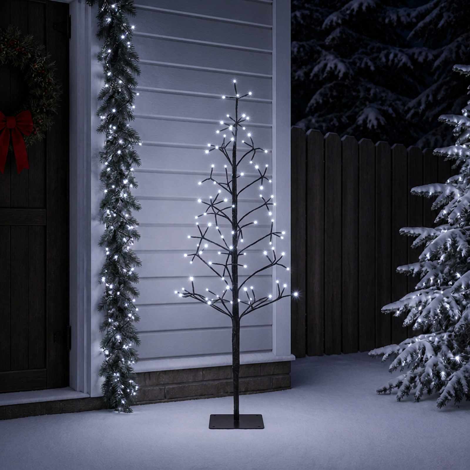 LED novoletna jelka z lučkami Črna 18 x 18 x 150 cm Jeklo