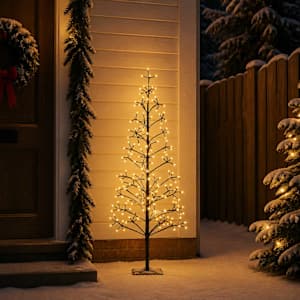 LED vánoční stromek Černá 150 cm Ocel 164 LED - obrázek 3