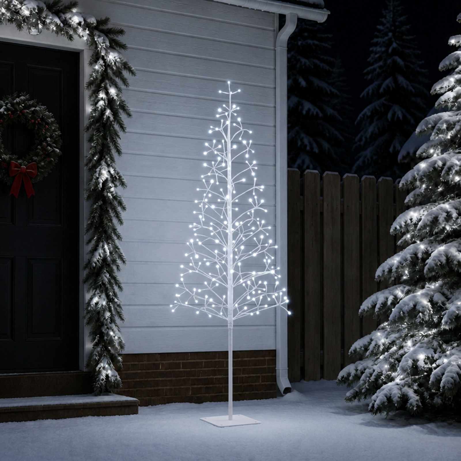 vidaXL LED-Lichterbaum Weiß 180 cm Stahl 196 LEDs