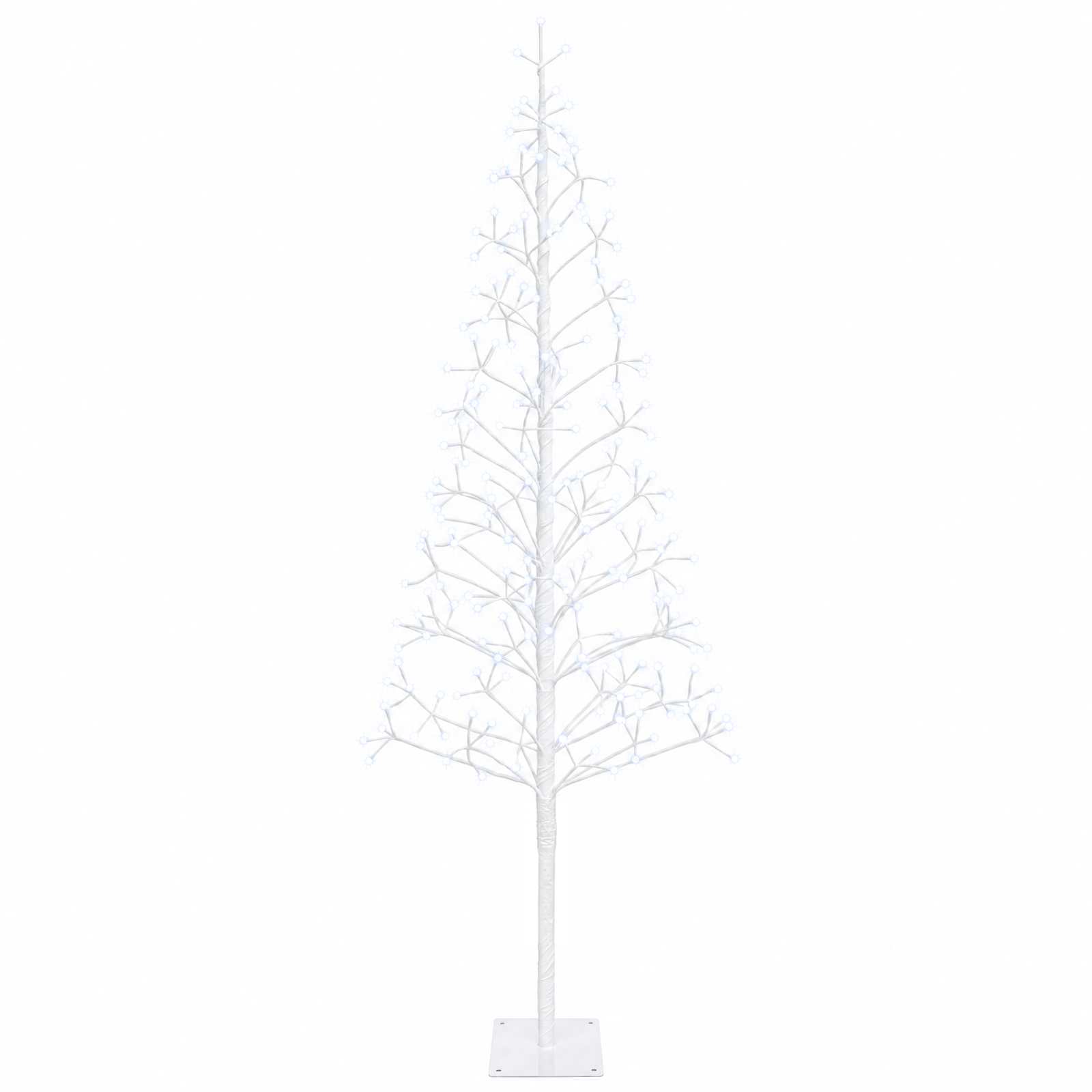 vidaXL LED vianočný stromček Biela 180 cm Oceľ 196 LED