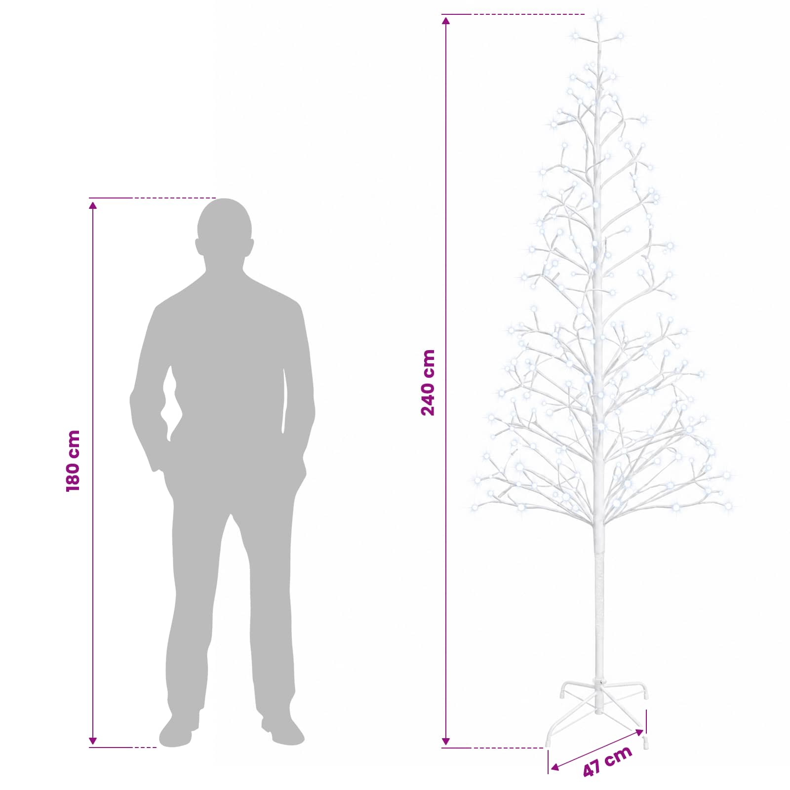 LED String Christmas Tree 268 LEDs size guide