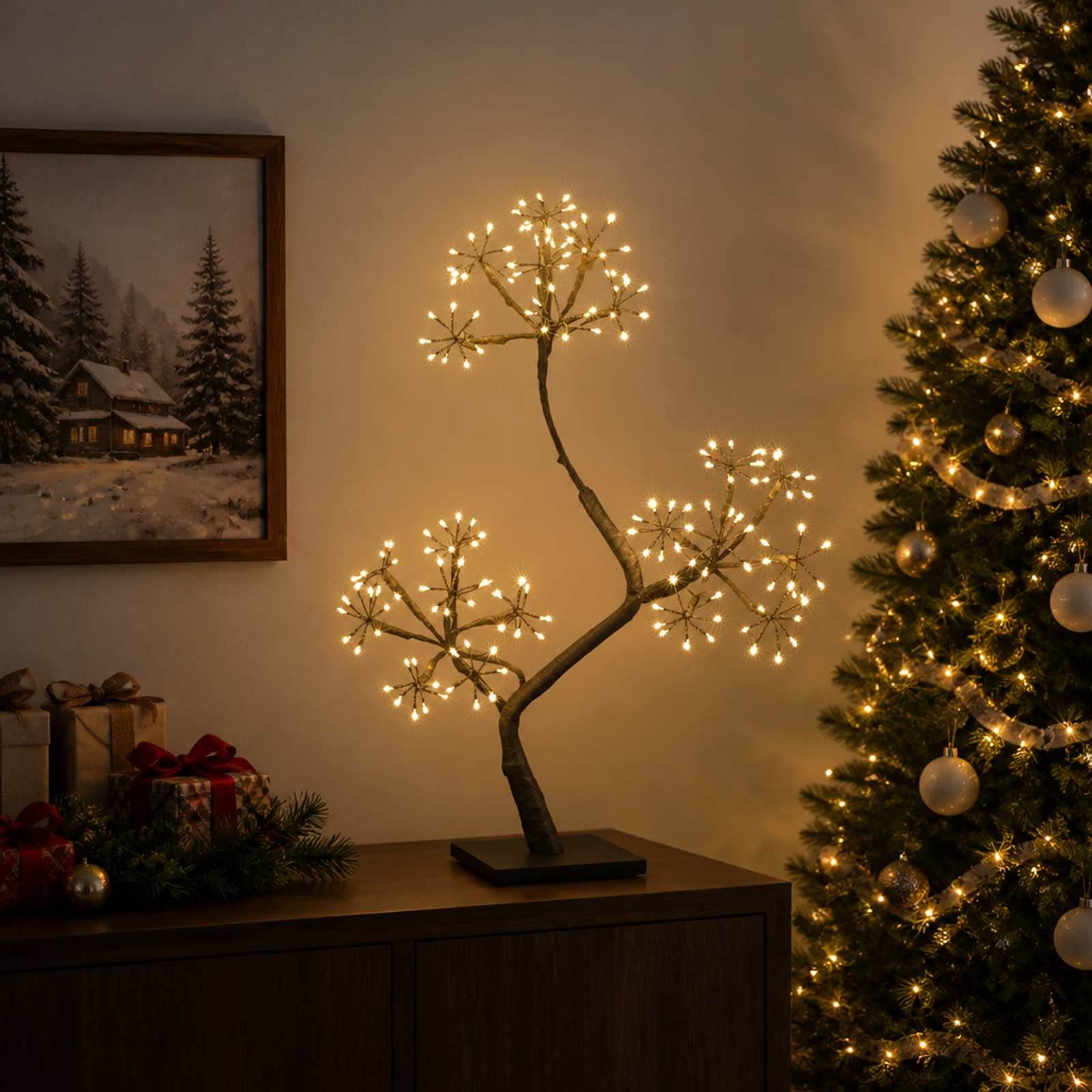 LED božično drevo v obliki črke S 2 kos Črna 45 cm Plastika