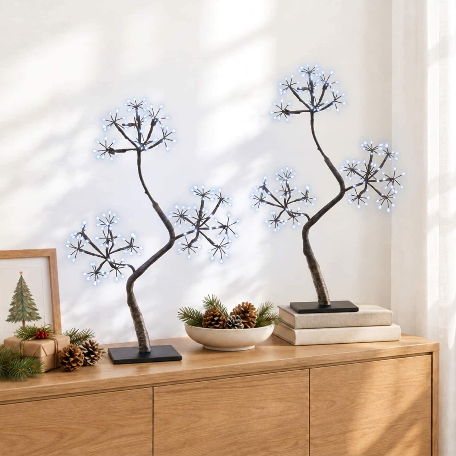 vidaXL S-förmiger LED-Weihnachtsbaum 2 stk. Schwarz 18 x 18 x 45 cm