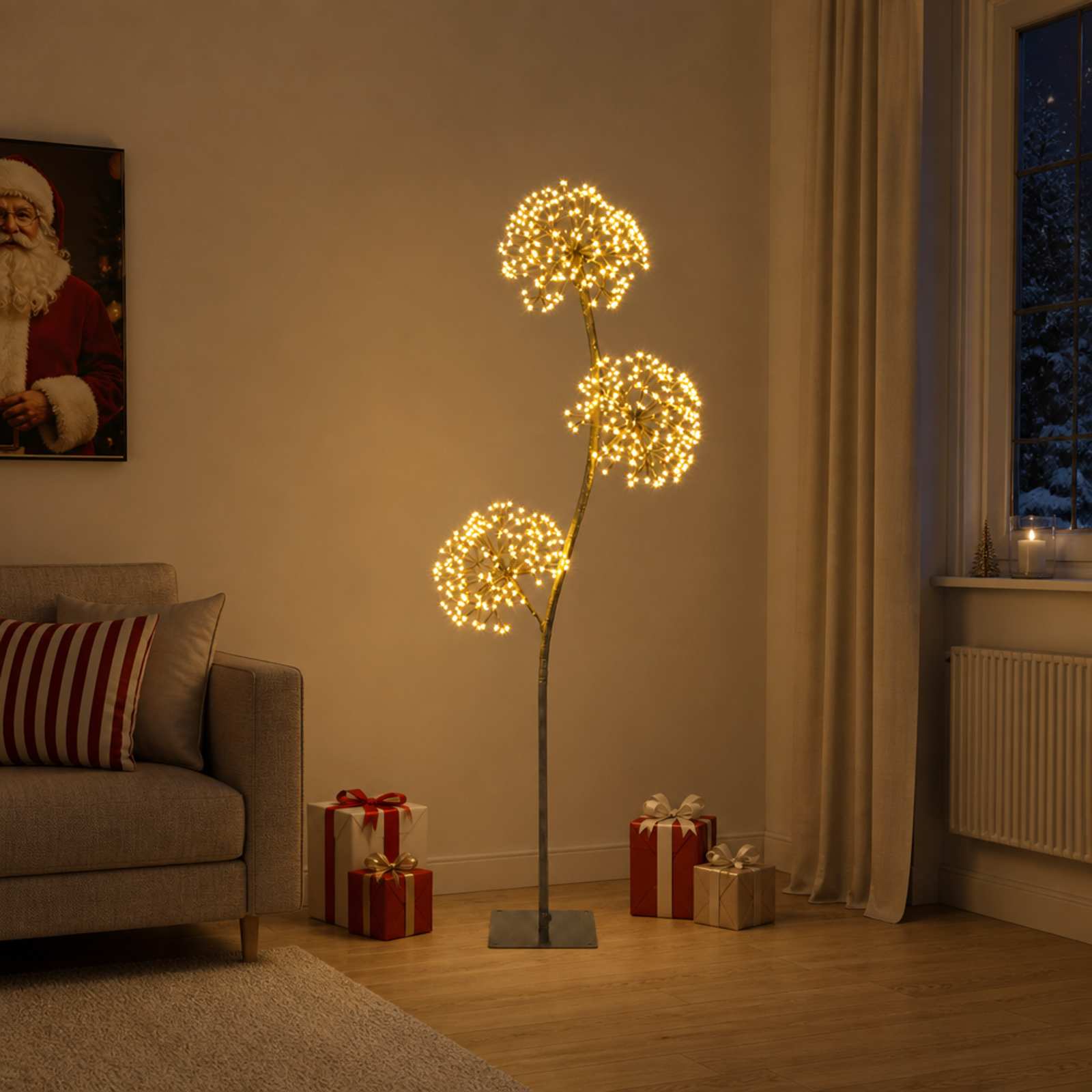 vidaXL S-förmiger LED-Weihnachtsbaum Schwarz 18 x 18 x 120 cm Stahl