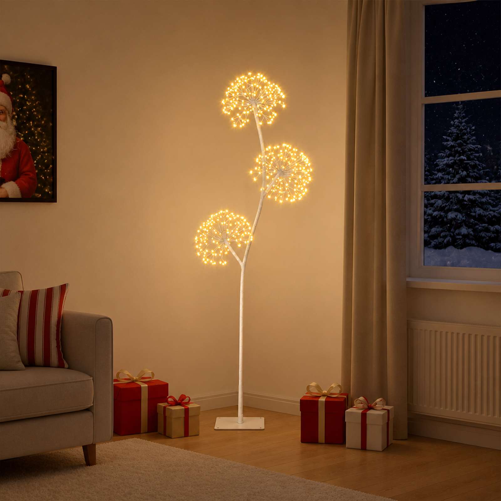 LED božično drevo v obliki črke S Bela 18 x 18 x 150 cm Jeklo