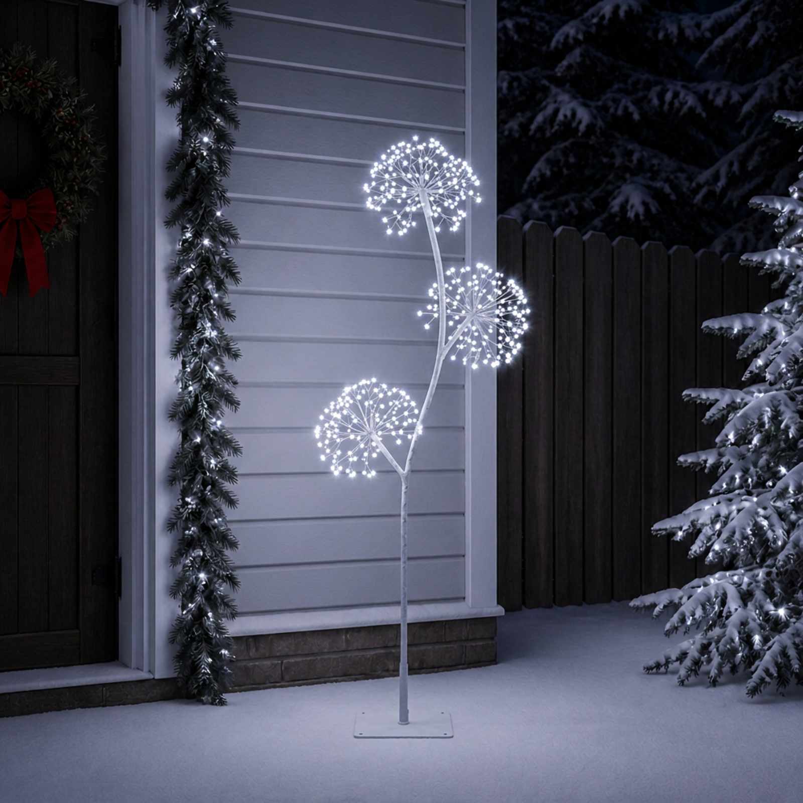 vidaXL S-förmiger LED-Weihnachtsbaum Weiß 18 x 18 x 150 cm Stahl
