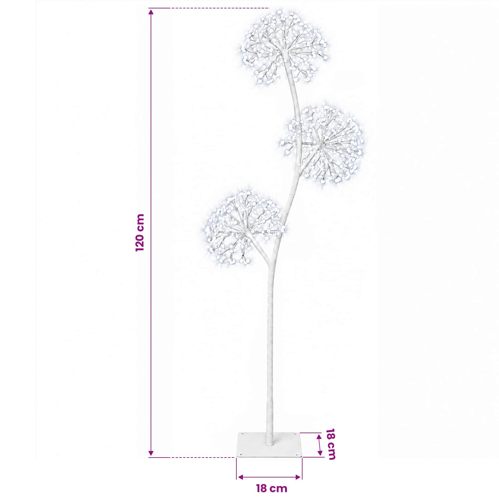 S Shape LED Christmas Tree size guide