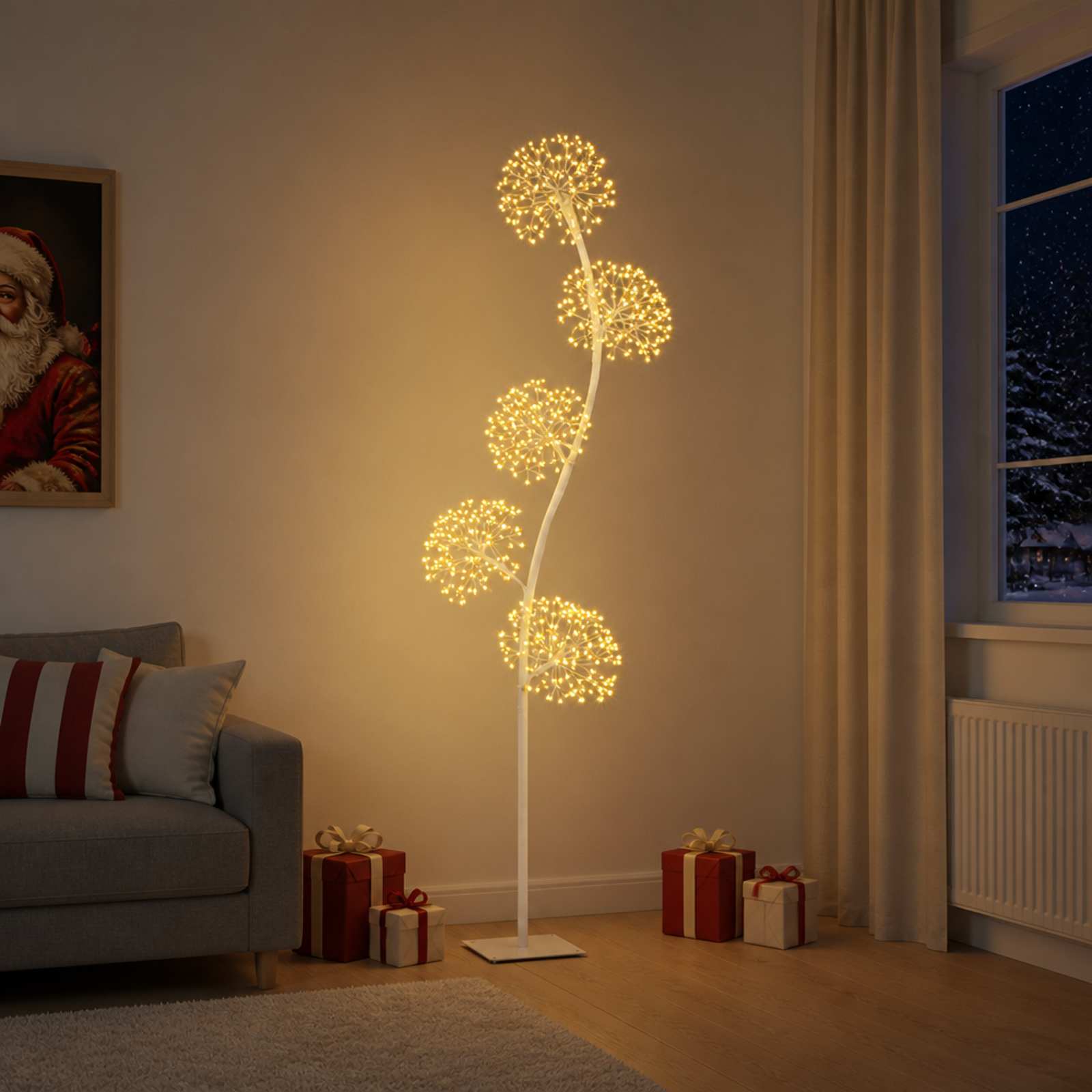 LED božično drevo v obliki črke S Bela 20 x 20 x 175 cm Jeklo