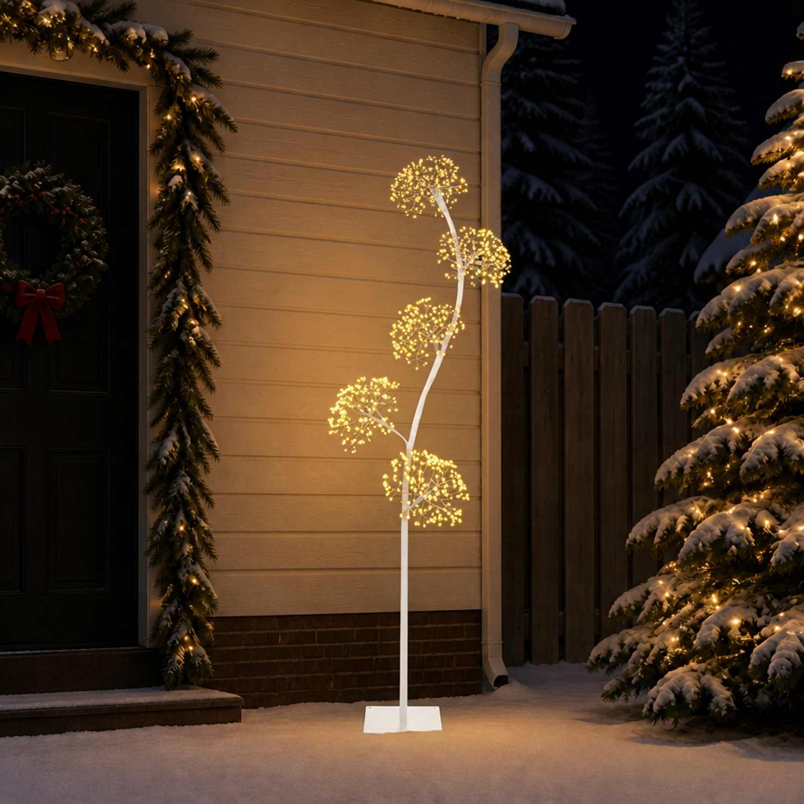 LED božično drevo v obliki črke S Bela 20 x 20 x 175 cm Jeklo