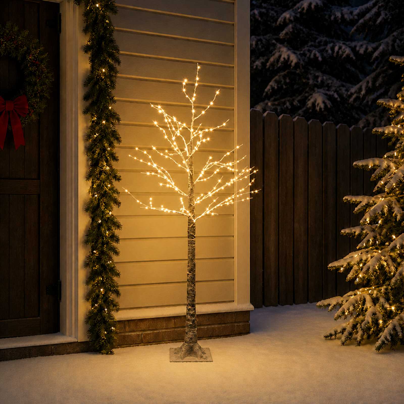vidaXL Verschneiter LED-Weihnachtsbaum Braun 22 x 22 x 120 cm