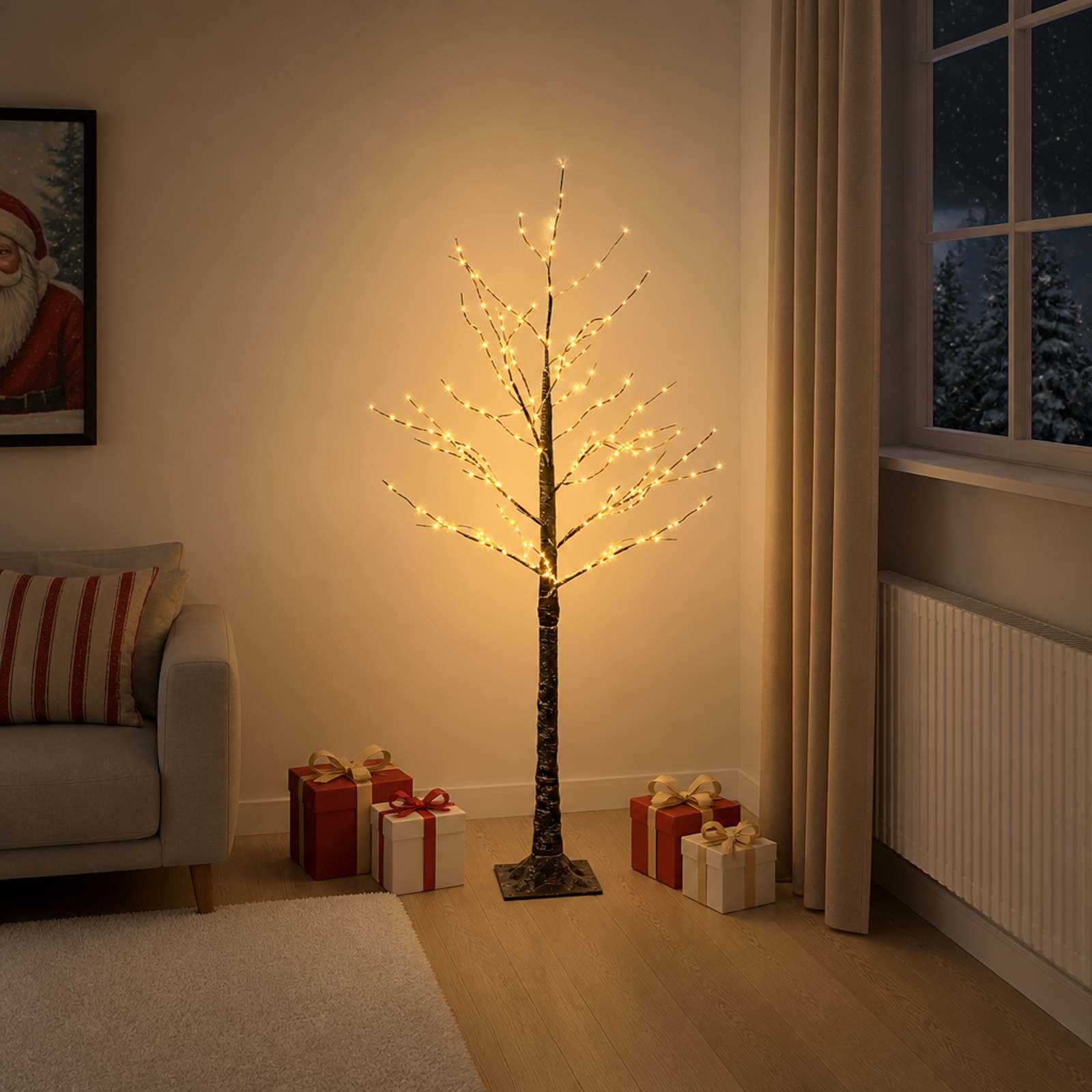 vidaXL Verschneiter LED-Weihnachtsbaum Braun 22 x 22 x 150 cm