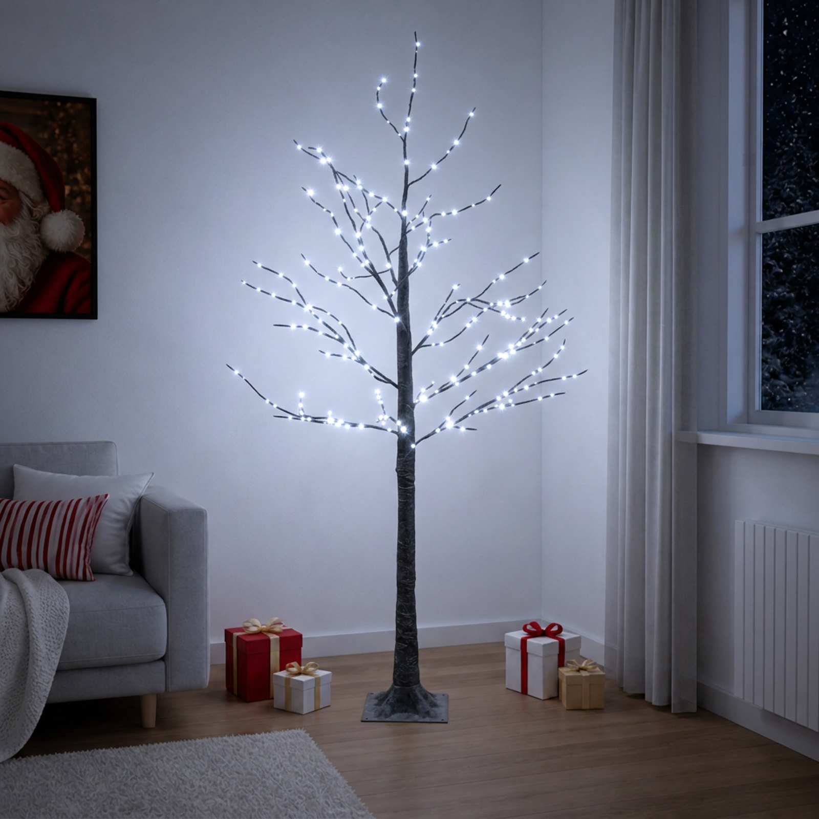 vidaXL Verschneiter LED-Weihnachtsbaum Braun 22 x 22 x 150 cm