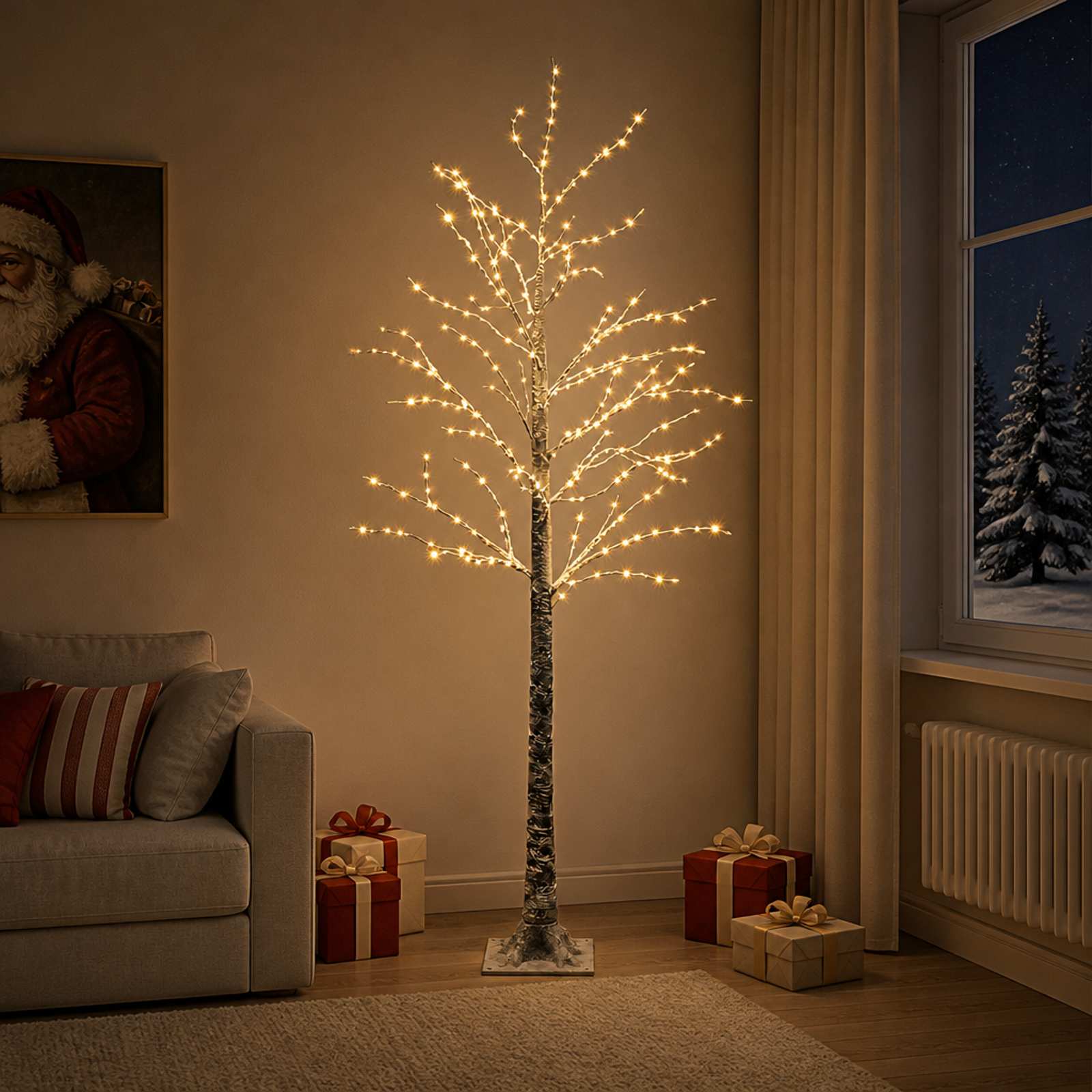 vidaXL Verschneiter LED-Weihnachtsbaum Braun 22 x 22 x 180 cm