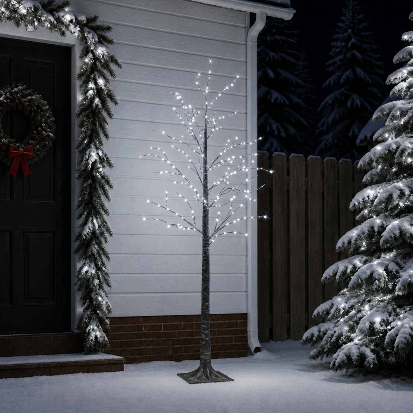 vidaXL Verschneiter LED-Weihnachtsbaum Braun 22 x 22 x 180 cm