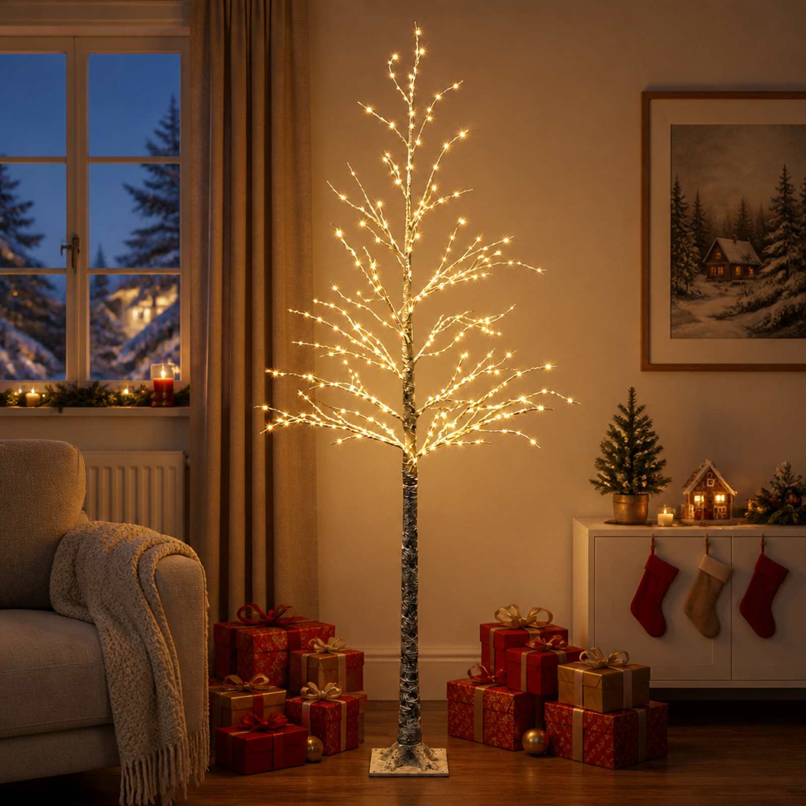 vidaXL Verschneiter LED-Weihnachtsbaum Braun 25 x 25 x 210 cm