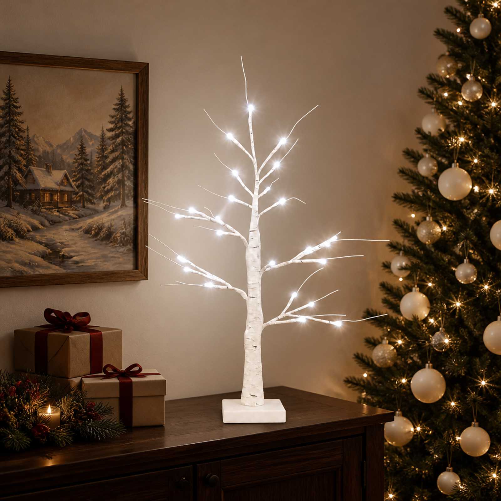 LED-kase-jõulupuu 2 tk Valge 10 x 10 x 58 cm Plastmass 48 LED-i