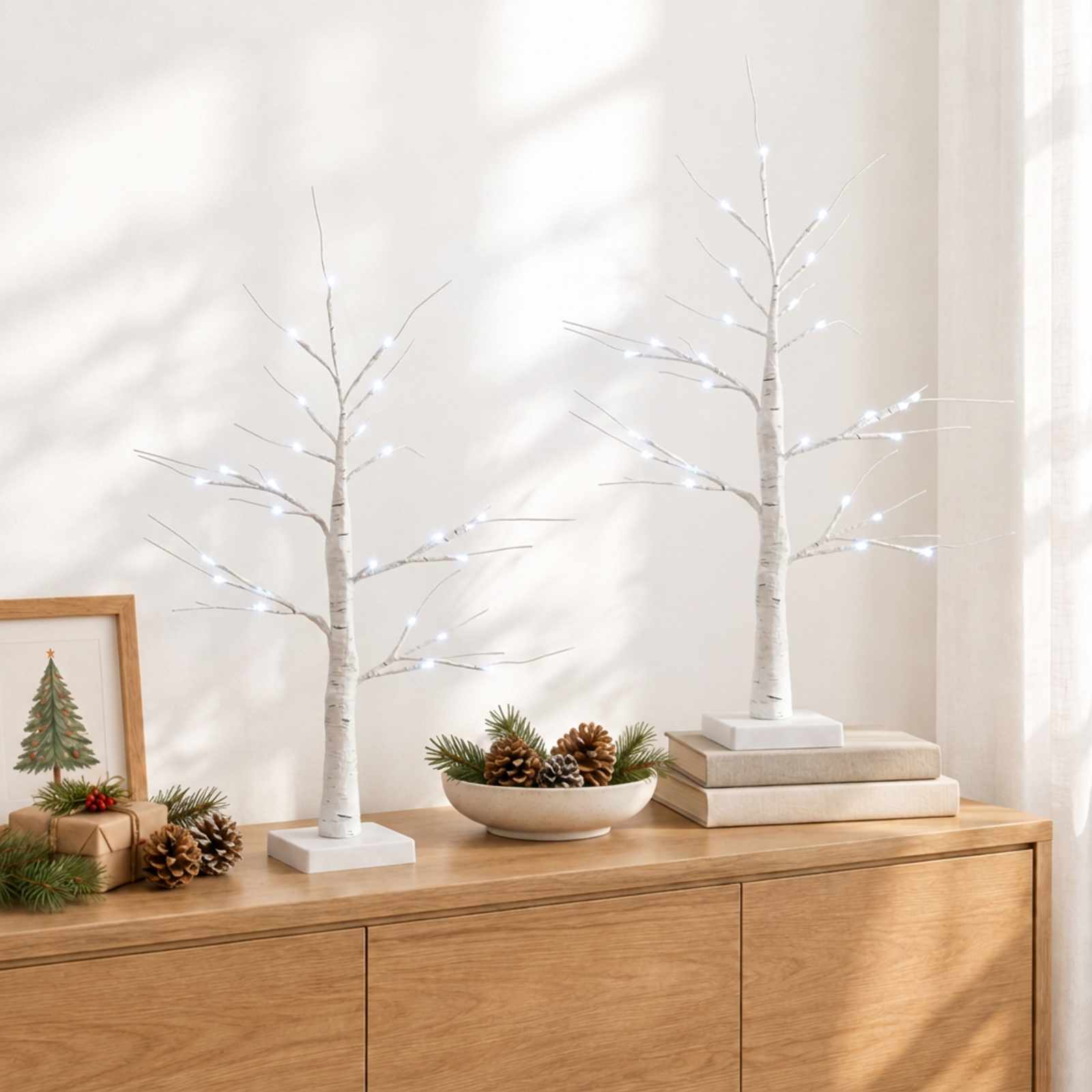 LED-kase-jõulupuu 2 tk Valge 10 x 10 x 58 cm Plastmass 48 LED-i