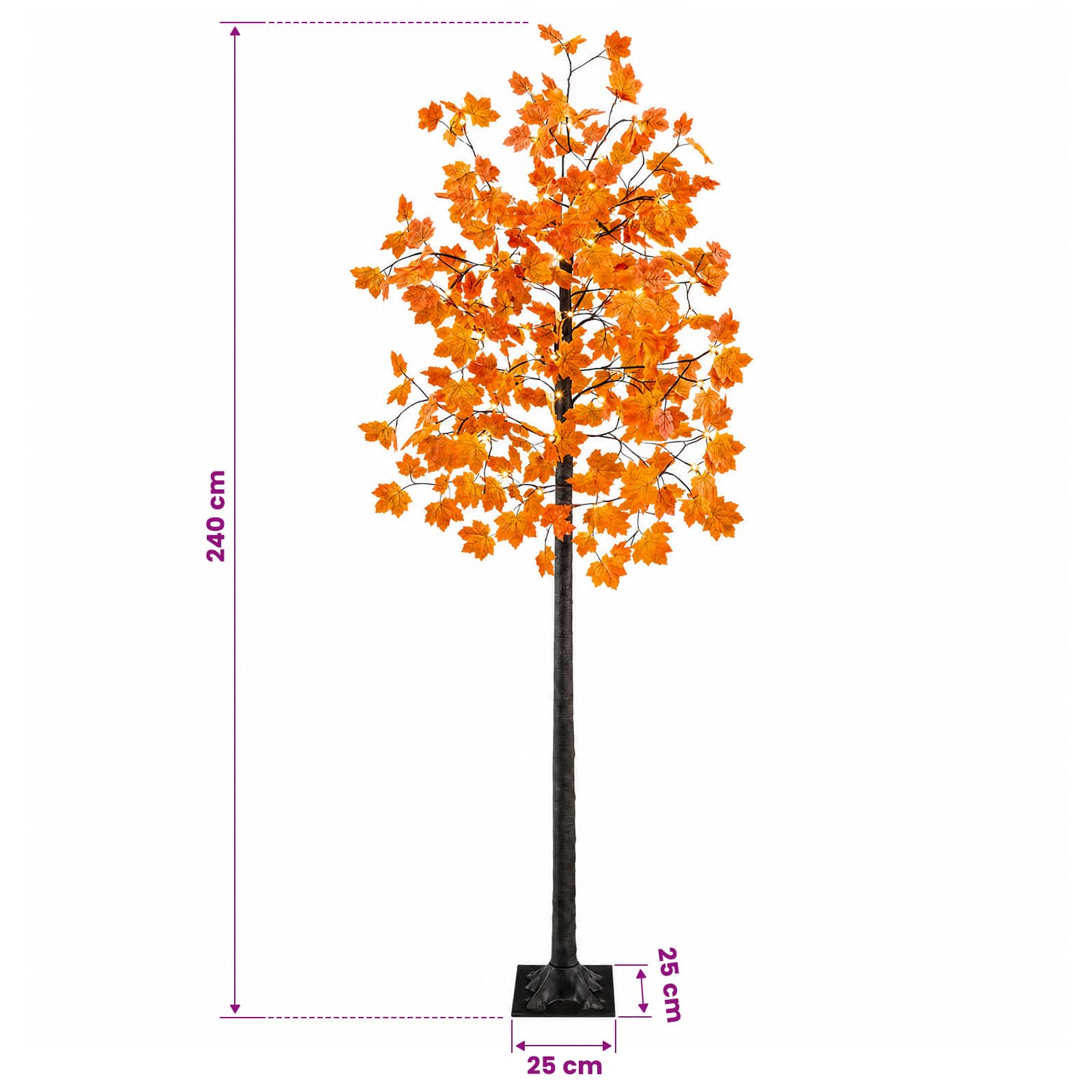 LED Maple Christmas Tree 192 LEDs size guide