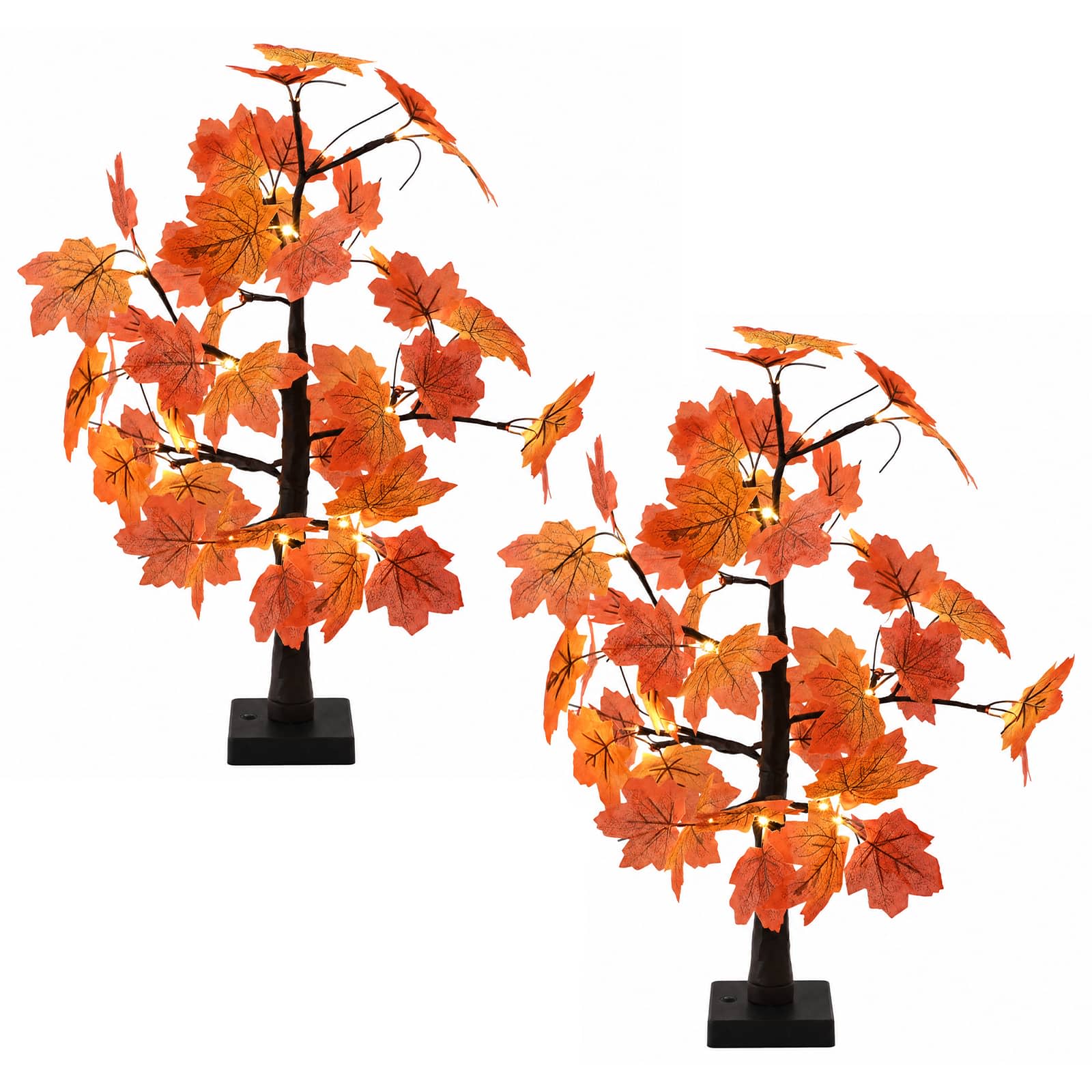 vidaXL LED-kerstboom esdoorn 2 st Bruin 58 cm Kunststof 48 LED's, foto 3