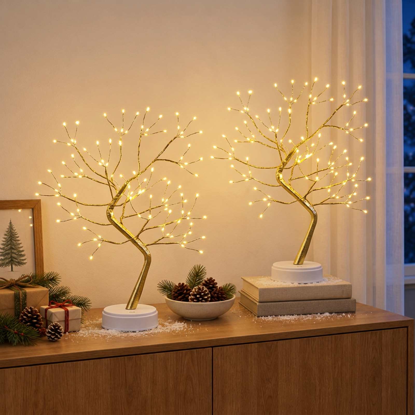 vidaXL Mini-LED-Weihnachtsbaum Sternenregen 2 stk. Gold