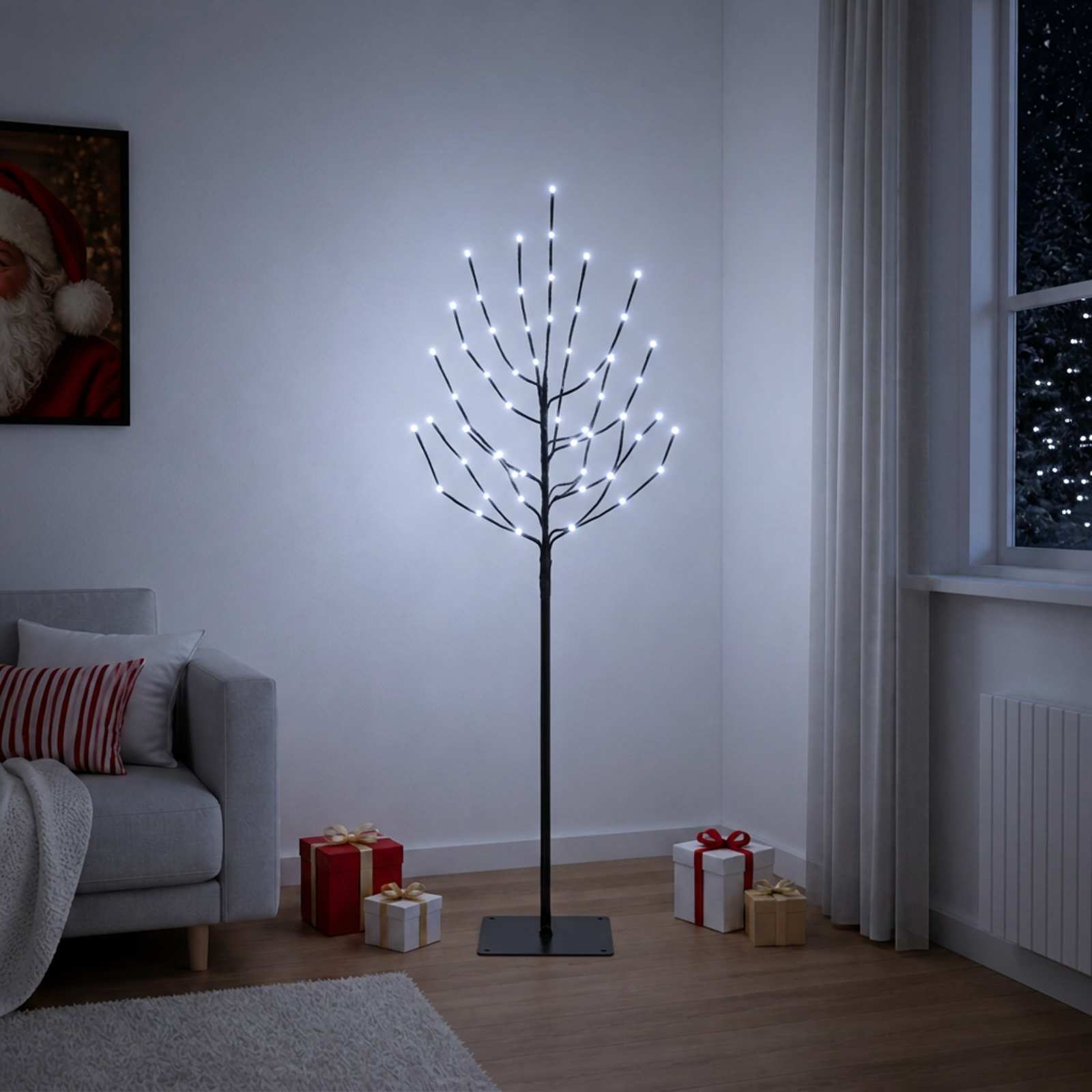 vidaXL LED-Weihnachtsbaum Schwarz 120 cm Stahl 100 LEDs