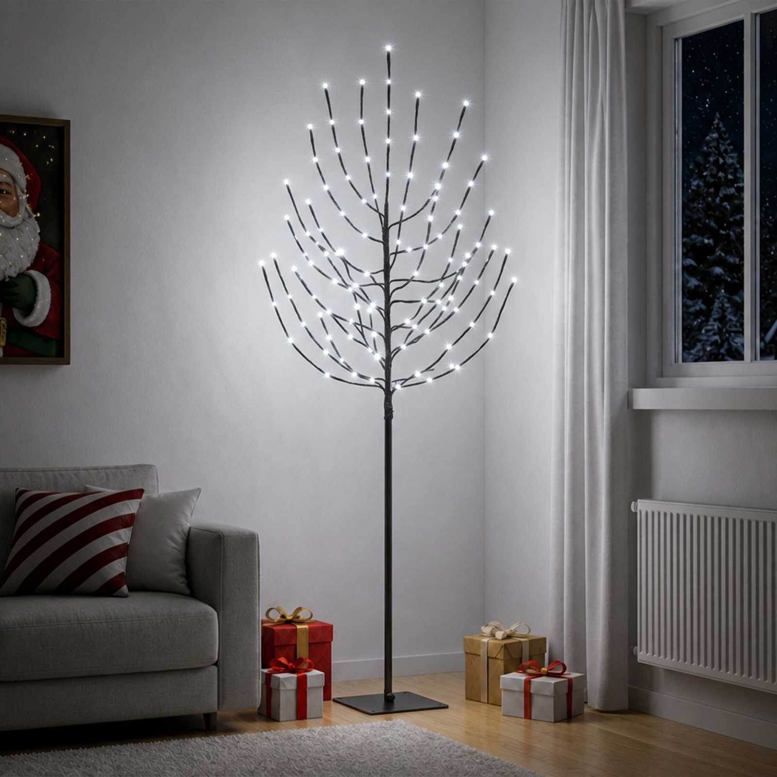 vidaXL LED-Weihnachtsbaum Schwarz 20 x 20 x 180 cm Stahl 160 LEDs