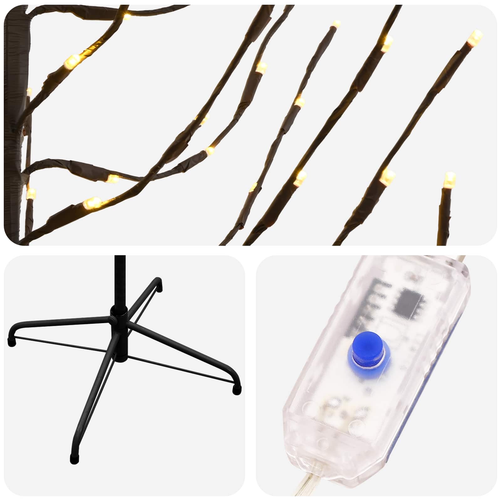LED božično drevesce Črna 210 cm Jeklo 180 LED