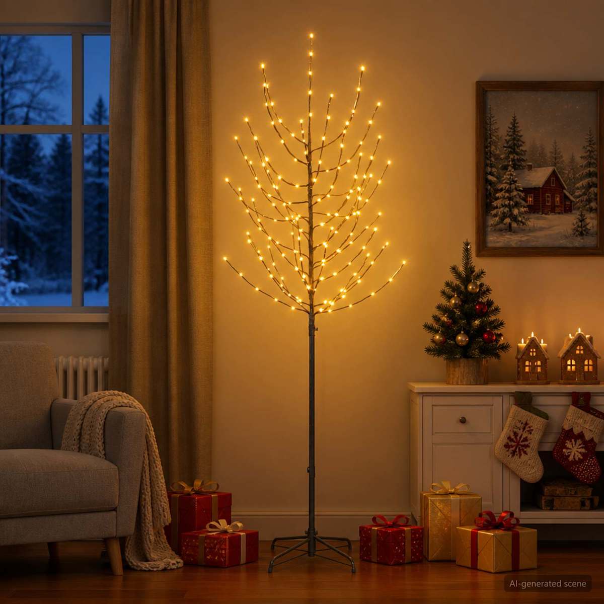 LED juletræ Sort 47 x 210 cm Stål 180 LED'er